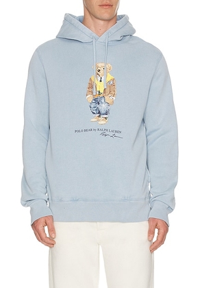 Polo Ralph Lauren Fleece Resin Washed Heritage Bear Hoodie in Southport Blue - Navy. Size M (also in L, S, XL/1X, XXL/2X).