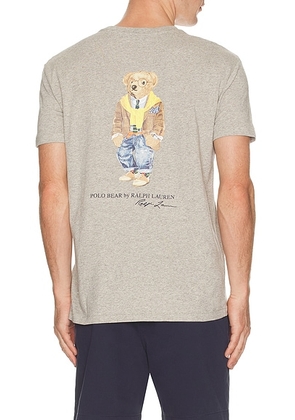 Polo Ralph Lauren Short Sleeve Graphic Novelty Bear Pocket T-Shirt in Loft Heather - Dark Green. Size M (also in L, S, XL/1X, XXL/2X).
