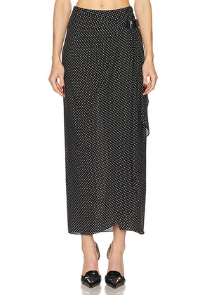 TOM FORD Wrap Skirt in Black & Off White - Black. Size 38 (also in 36, 40).