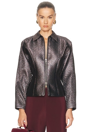 The Sei Double Zip Fitted Jacket in Multi - Purple. Size 4 (also in 0, 2, 6, 8).