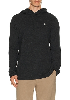 Polo Ralph Lauren Long Sleeve Hooded T-Shirt in Black Marl Heather - Grey. Size L (also in M, S, XL/1X).