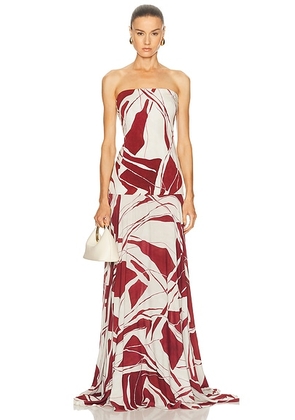 SILVIA TCHERASSI Muriel Dress in Beige Burgundy Abstract - Burgundy,Beige. Size M (also in XS, S).