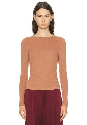 SABLYN Quincy Long Sleeve Fitted Crewneck Tee in Prairie Sand - Rust. Size M (also in L, S, XS).