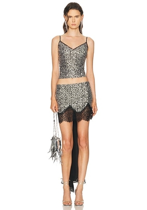 SIEDRES Zaya Top in Black & Silver - Metallic Silver. Size M (also in XS, S).