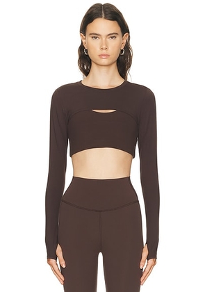 Splits59 Amelia Airweight Lite Shrug in Dark Chocolate - Chocolate. Size M (also in L, S, XL, XS).