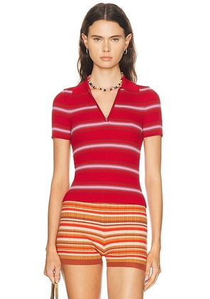 Staud Ren Top in Dana Stripe - Red. Size M (also in L, XS).
