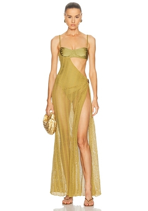 PatBO Wave Cut Out Beach Dress in Green - Green. Size L (also in XS).