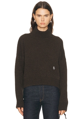 Sporty & Rich SRC Wool Turtleneck in Chocolate - Chocolate. Size M (also in L, S, XS).