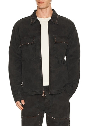 Pleasures Cowhide Work Jacket in Black - Black. Size XL/1X (also in L).