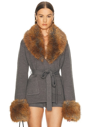 Retrofete Chantelle Robe Jacket in Grey - Grey. Size L (also in XS, S, M, XL).