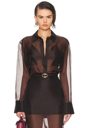 SEROYA Estella Top in Ash Brown - Chocolate. Size M (also in XL).