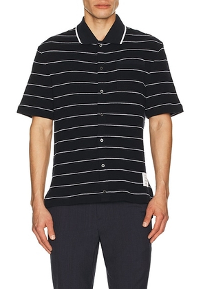 Thom Browne Short Sleeve Button Down Shirt in Navy & White - Blue. Size 2 (also in 3, 4, 5, 6).