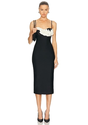 PatBO Selene Mesh Midi Dress in Black - Black. Size L (also in XS).