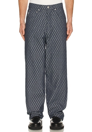 Pleasures Formula Baggy Jeans in Indigo Checker - Blue. Size 30 (also in 28, 32, 34, 36).