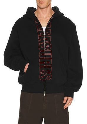 Pleasures Impact Zip Hoodie in Black - Black. Size M (also in L, XL/1X).