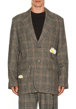 Song for the Mute Flower Square Blazer in Indigo - Grey. Size 46 (also in 48, 50).