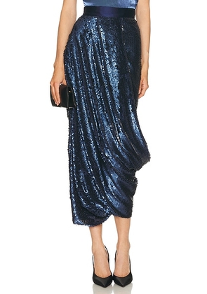 SEV Paillet Draped Skirt in Blue - Navy. Size 36 (also in 34, 38, 40).