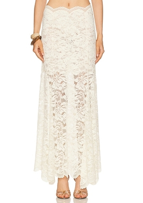 RABANNE Lace Long Skirt in Ivory - Ivory. Size 40 (also in 38).