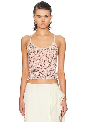 R13 Polka Dot Cami Top in Red Mini Polka Dot On Tan - Red. Size M (also in L, S).
