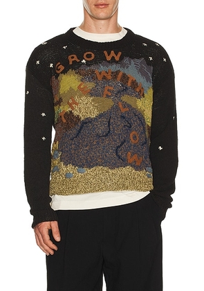 Story mfg. Hand Knit Piper Jumper in Black Grow With The Flow - Black. Size M (also in S, L).