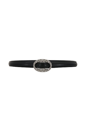 Saint Laurent Boucle Ovale Belt in Noir  Silver  Crystal  & Black - Black. Size 80 (also in 65, 85, 90).