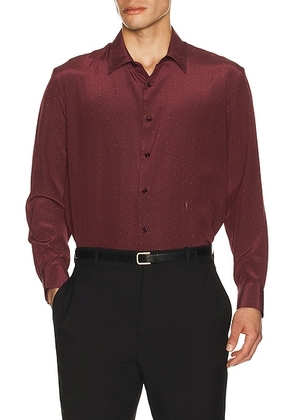 Saint Laurent Cassandra Shirt in Bordeaux & Craie - Burgundy. Size 37 (also in 39, 38).