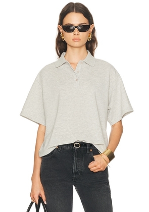 Saint Laurent Oversized Polo Top in Gris Chine - Light Grey. Size L (also in XS, S, M, XL).
