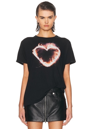 R13 Flaming Heart Boy Tee in Black - Black. Size M (also in S).