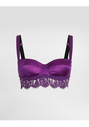 Dolce & Gabbana Lace And Satin Bra - Woman Underwear Multicolor 1b
