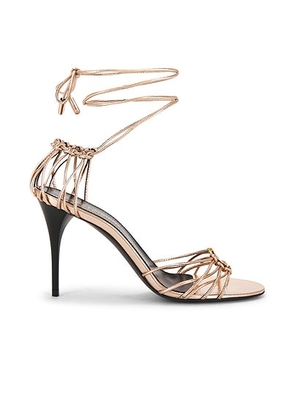 Saint Laurent Babylone Sandal in Metal Soft Rose - Rose. Size 36.5 (also in 36, 37, 37.5, 38.5, 39, 39.5, 41).