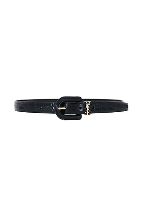 Saint Laurent Croc Embossed Boucle Recouverte Belt in Noir - Black. Size 65 (also in 70, 80, 90).