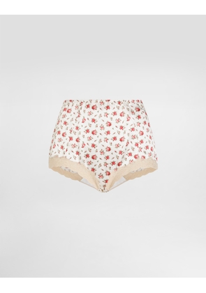 Dolce & Gabbana Small Rose-print Lace And Satin Briefs - Woman Underwear Multicolor 5