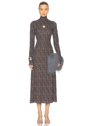 RABANNE Soft Volume Turtleneck Maxi Dress in Black  Blue  & Red - Black. Size 38 (also in 34, 40).