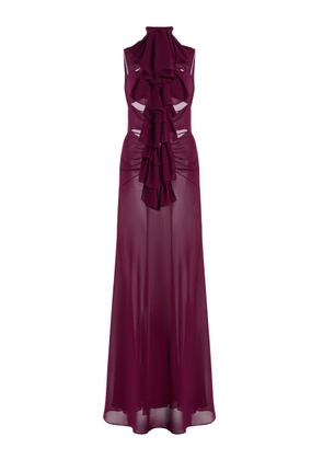 ALAÏA Bow-Detailed Georgette Maxi Dress - Moda Operandi