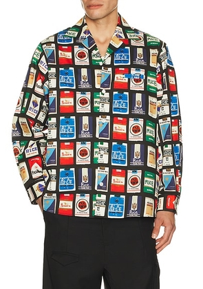 Rice nine ten Ciggy Open Collar Shirt in Black - Black. Size 1 (also in 2).