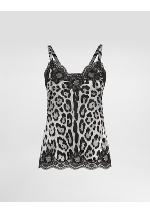 Dolce & Gabbana Leopard-print Stretch Silk Satin Lingerie-style Top - Woman Underwear Print Satin 2