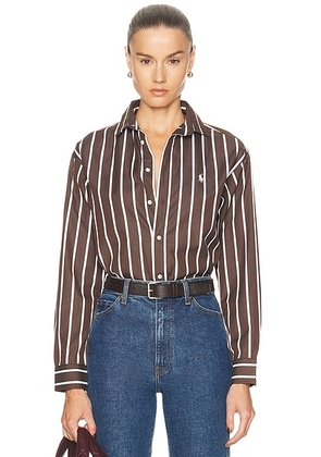 Polo Ralph Lauren Stripe Shirt in 1705 Dark Brown & White - Brown. Size XS (also in ).