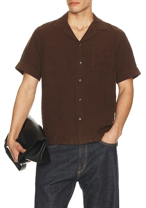 Polo Ralph Lauren Short Sleeve Garment Dyed Linen Sport Shirt in Dark Breech - Brown. Size L (also in S, M, XL/1X, XXL/2X).