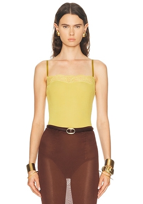 Saint Laurent Lace Tank Top in Chartreuse - Green. Size L (also in XS, S, M).