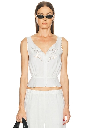 RE/DONE Jerry Tank Blouse Top in Vintage White - Ivory. Size L (also in M, S, XS).