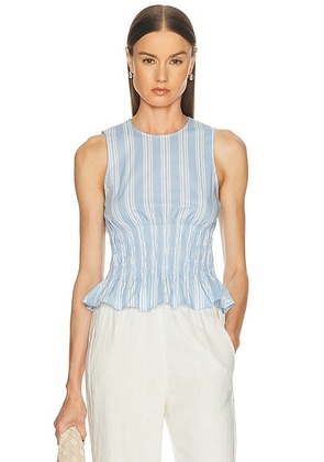Staud Culver Top in Ventura Stripe - Baby Blue. Size L (also in S, XS).