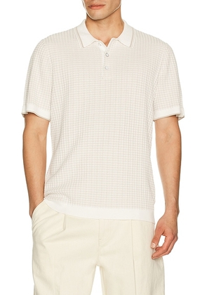 Rag & Bone Harvey Rib Polo in Chalk - Beige. Size L (also in M, S, XL/1X).