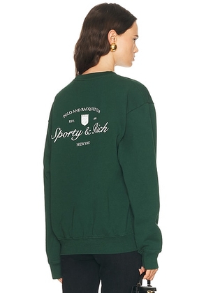Sporty & Rich Syracuse Crewneck Sweatshirt in Forest - Dark Green. Size L (also in M, S, XL, XS).
