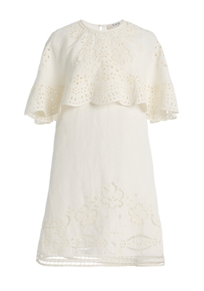 Sea Lulu Embroidered Linen-Blend Mini Dress - Moda Operandi
