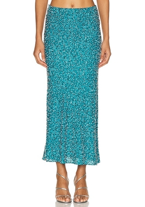 RABANNE Paillette Skirt in Ibiza Blue - Teal. Size 40 (also in 34).