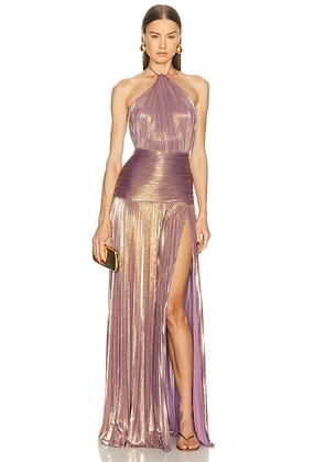 Retrofete Thalia Dress in Purple & Gold - Purple. Size L (also in M, S, XL, XS).