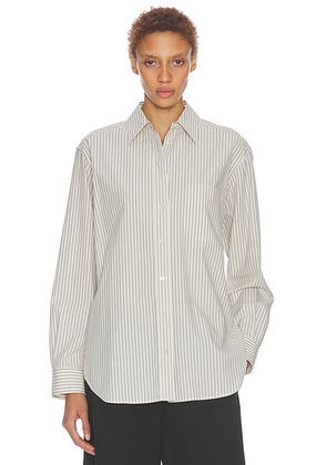 The Row Gavina Shirt in Light Beige & Black - Beige. Size 0 (also in 4, 6, 8).