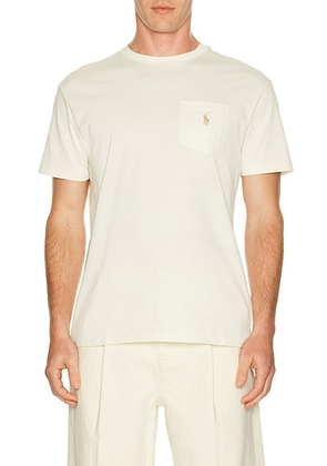 Polo Ralph Lauren Short Sleeve Crewneck Pocket in Parchment Cream - Cream. Size L (also in M, S, XL/1X, XXL/2X).