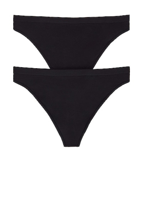Wolford Individual Thong 2 Pack in Black - Black. Size M (also in L).