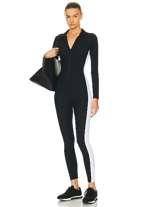YEAR OF OURS Thermal Ski Onesie Jumpsuit in Black & White - Black. Size XL (also in L).